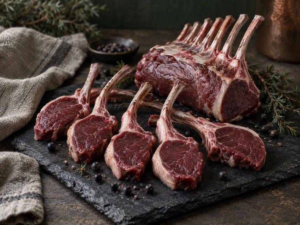 Côtelettes de chevreuil (6 × 90 g), viande de gibier sauvage de France – vue principale