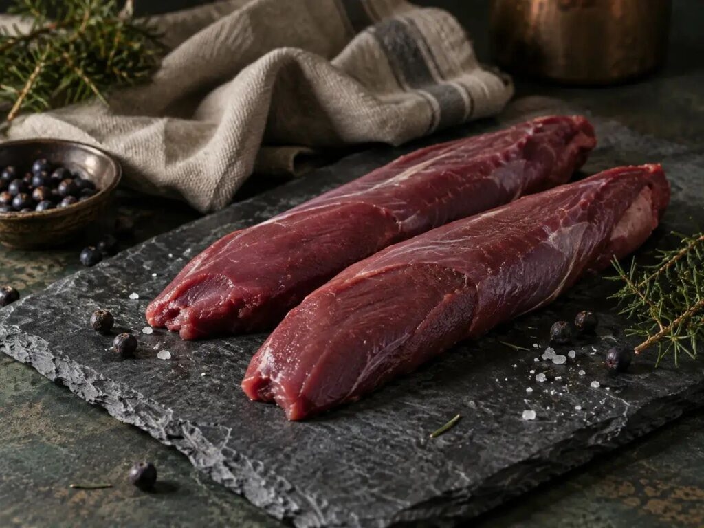 Filet mignon de chevreuil (2 × 150 g), viande de gibier sauvage de France – vue principale