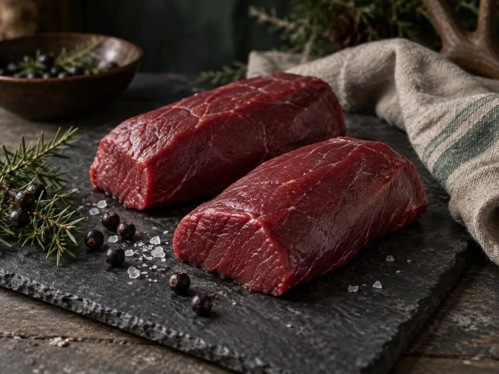 Pavé de biche (2 × 170 g), viande de gibier sauvage de France – vue principale