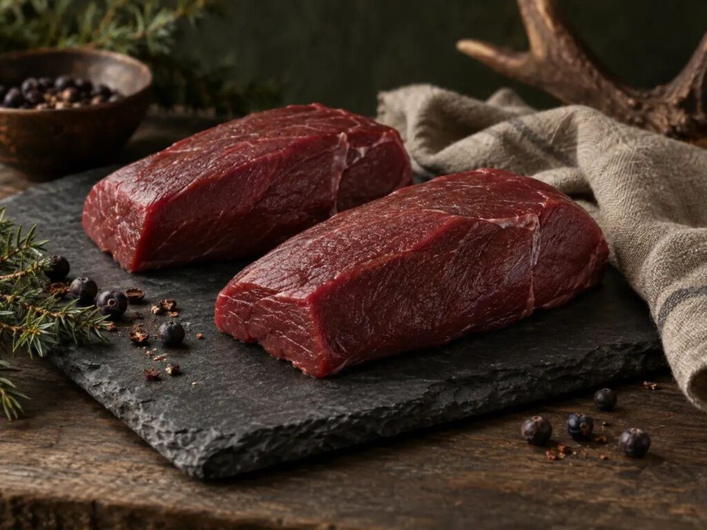 Pavé de cerf sauvage (2 × 180 g), viande de gibier sauvage de France – vue principale