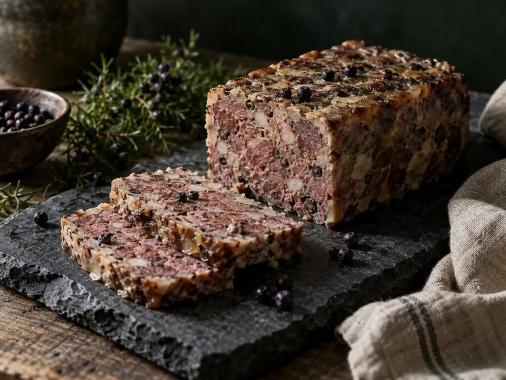 Terrine de cerf au genièvre (180 g), viande de gibier sauvage de France – vue principale
